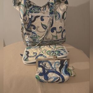 Vera Bradley Purse And Handbag 3pcs Combo blue green gray